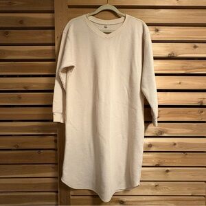 Uniqlo Cream Long Sleeve Waffle Knit Dress